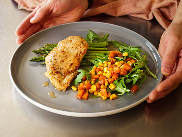 Vegetables and grains cooking in a pan